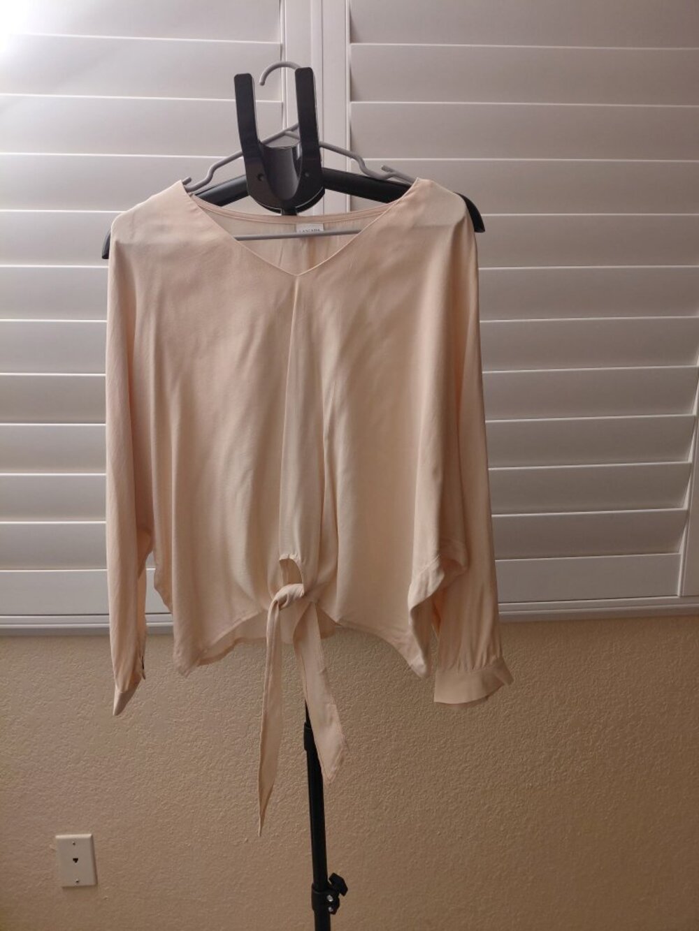 Lascana Ivory Cream Front Tie V Neck Long Sleeve Blouse